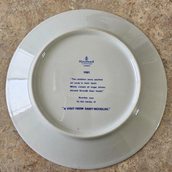 1981 Haviland Limoges Christmas Plate A Visit From Saint Nicholas 2nd in series - Picture 9 of 10